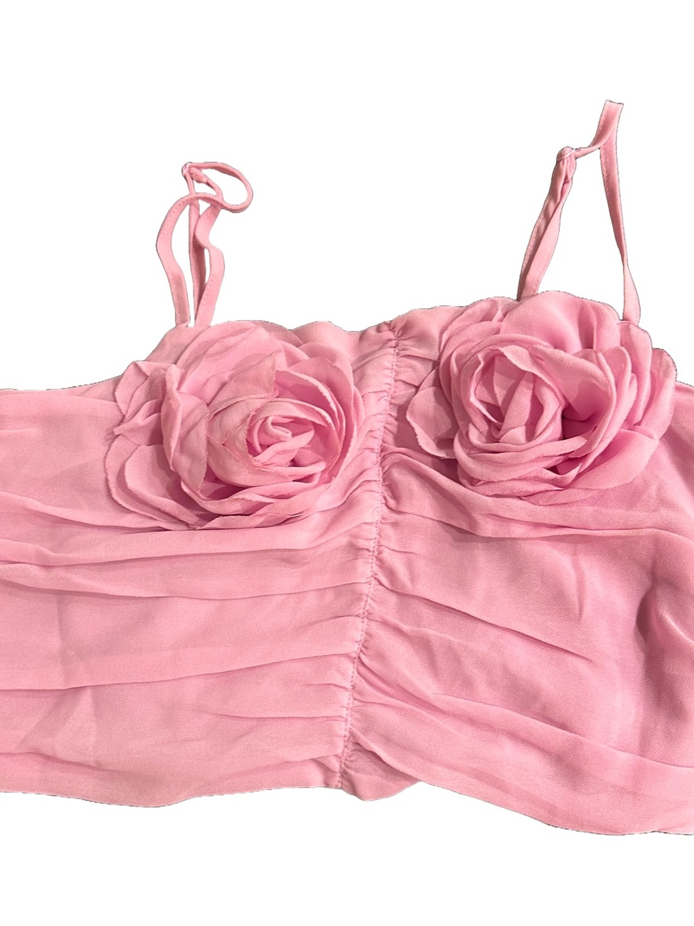 Floral Applique Pink Crop Top - Picture 2 of 3